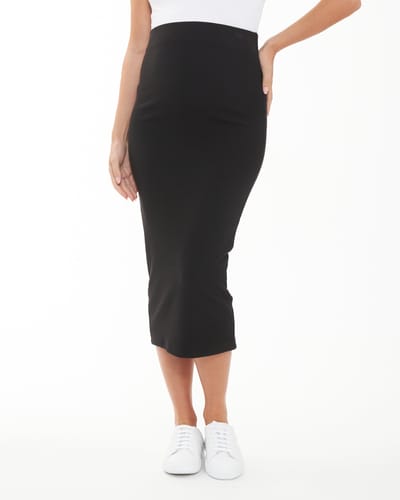Ripe Maternity Ribbed Knit Pencil Skirt Black