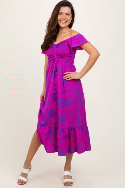 Dress Day Magenta Multi Smocked Top Maxi Dress