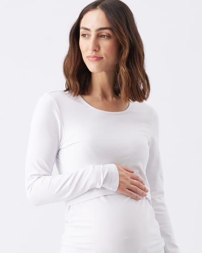 Ripe Maternity Organic Cotton Nursing Top White