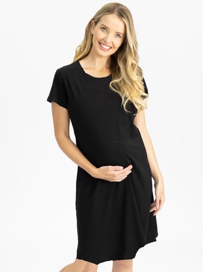 Angel Maternity Black Maternity Short Sleeve Dress
