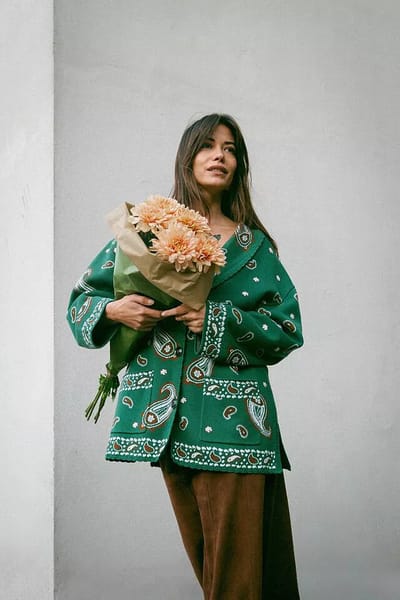 For The Creators Morla Cardigan Daisy Paisley Green