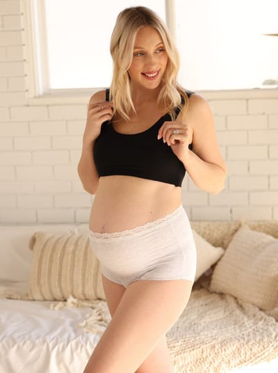 Angel Maternity Gracie Lace Maternity Underwear in Bamboo in  Marl Grey