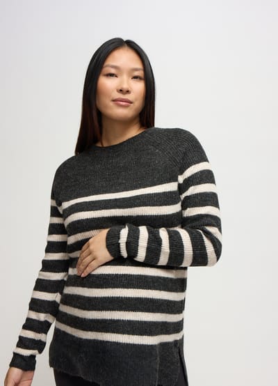 Ingrid+Isabel The Softline Side zip Stripe Maternity and Nursing Sweater