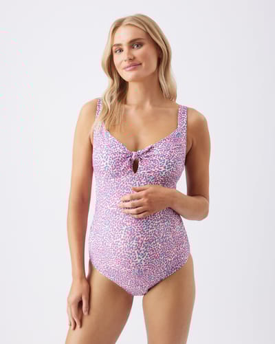 Ripe Maternity Skipper Tie Front One Piece Pink / Blue