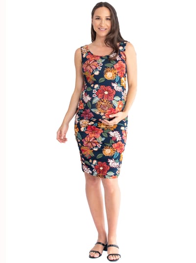 Angel Maternity Maternity Bodycon Print Dress - Red Floral