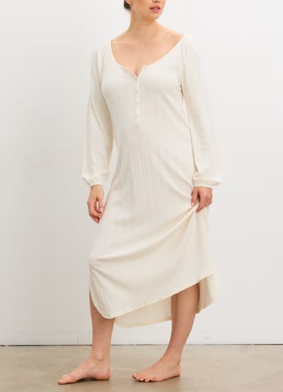 HATCH The Long Sleeve Pointelle Nightgown