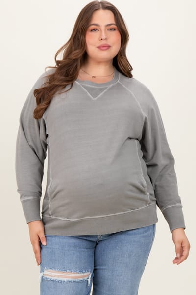 PinkBlush Vintage Wash French Terry Maternity Plus Pullover