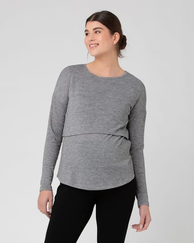 Ripe Maternity Nora Lift Up Nursing Top  Light Grey Marle