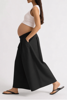 For The Creators Black Cotton Wide Leg Maternity Culottes