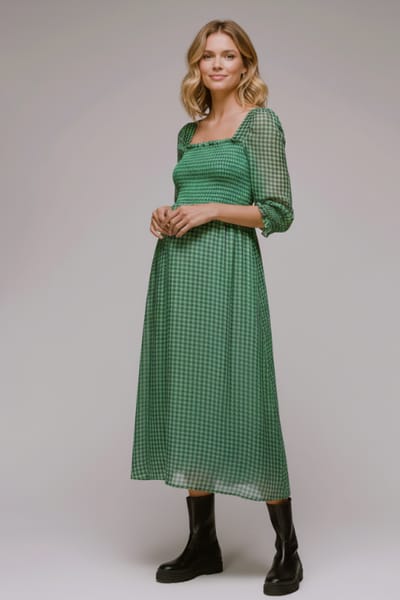 Whistles Lottie Gingham Shirred Dress