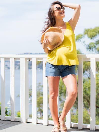 Angel Maternity Maternity Over The Bump High Waist Denim Shorts