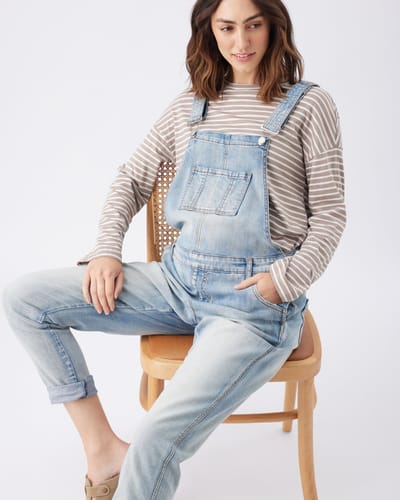 Ripe Maternity Denim Overalls Pale Blue