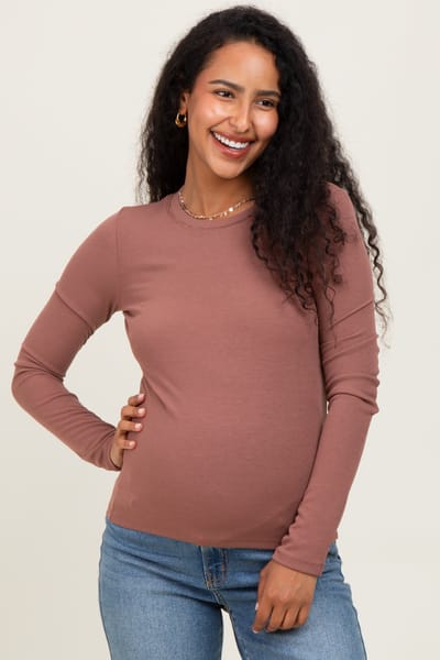 Wishlist Burgundy Ribbed Maternity Long Sleeve Top