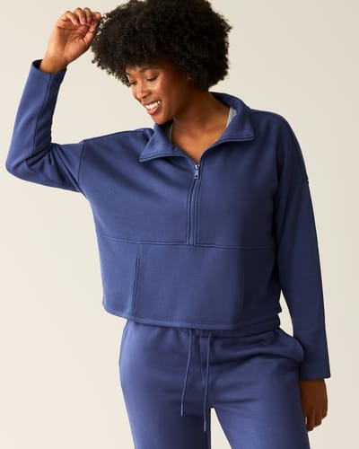 Kindred Bravely Cloud Fleece Half Zip Nursing Pullover | Deep Blue