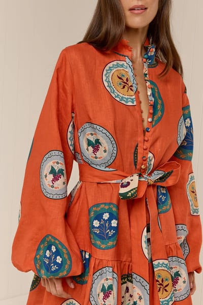 For The Creators Austin Mini Dress in Orange Plates