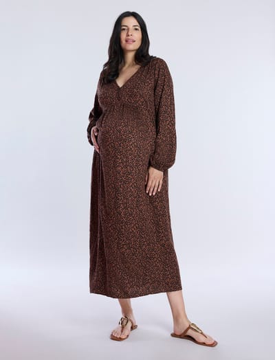 Motherhood Maternity Long Sleeve Button Front Midi Dress