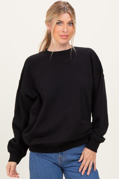 Zenana Outfitters Black Oversized Fleece Sweatshirt