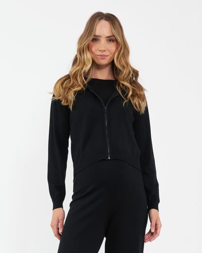 Ripe Maternity Reese Nursing Knit Hoodie Black