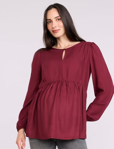 Motherhood Maternity Long Sleeve Keyhole Blouse