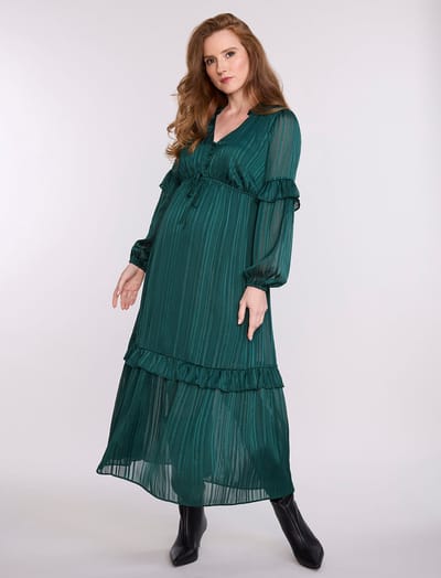 Motherhood Maternity Long Sleeve Tiered Maxi Dress with Drawstring