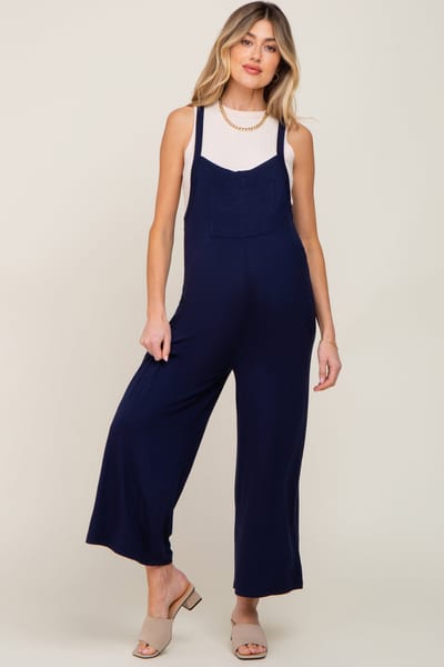 PinkBlush Dark Navy Sleeveless Wide Leg Maternity Jumpsuit