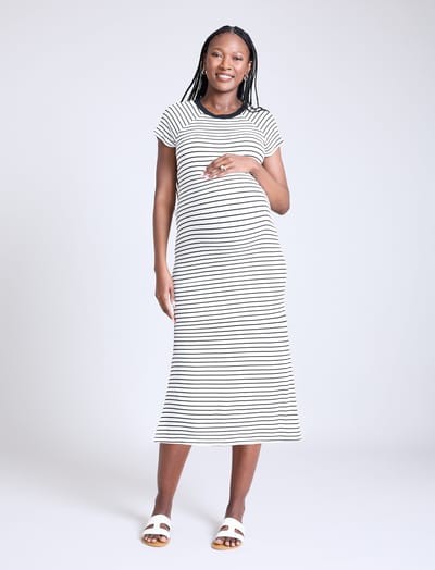 Motherhood Maternity Ribbed Raglan Midi Dress