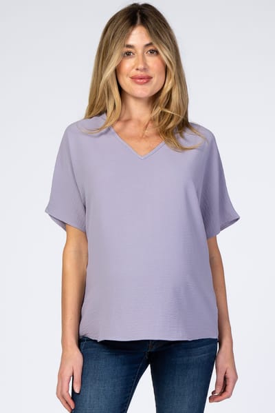 PinkBlush Lavender Short Sleeve Maternity Blouse