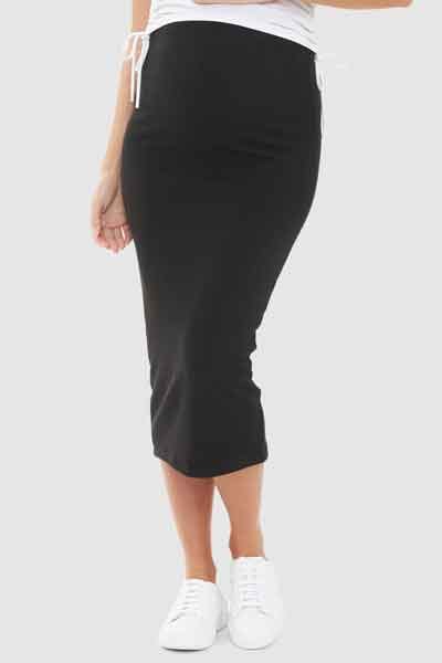 Special Addition Ribbed Knit Pencil Skirt Black