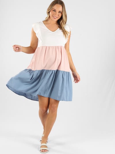 Angel Maternity Maternity Linen Dress in Blue