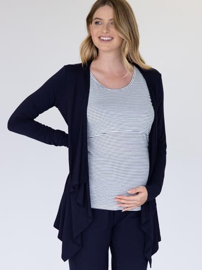 Angel Maternity Maternity Waterfall Bamboo Cardigan in Navy