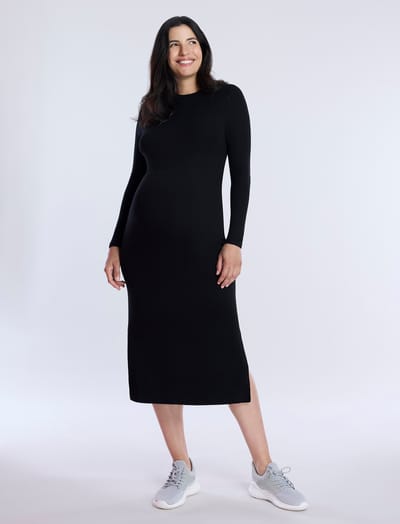 Motherhood Maternity Long Sleeve Rib Knit Column Dress