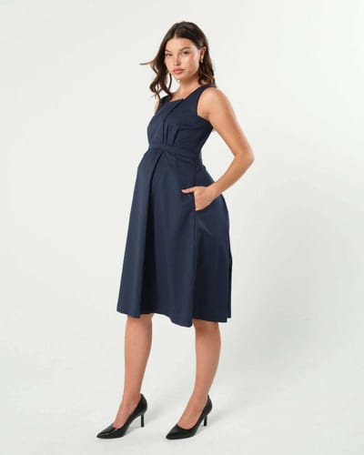 MARION Maternity INTO THE BLUE Petite Maternity & Nursing Dress