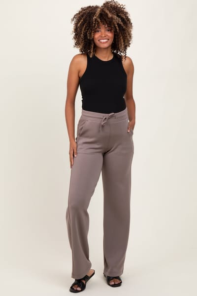 Rae Mode Mocha Straight Leg Drawstring Maternity Sweatpants