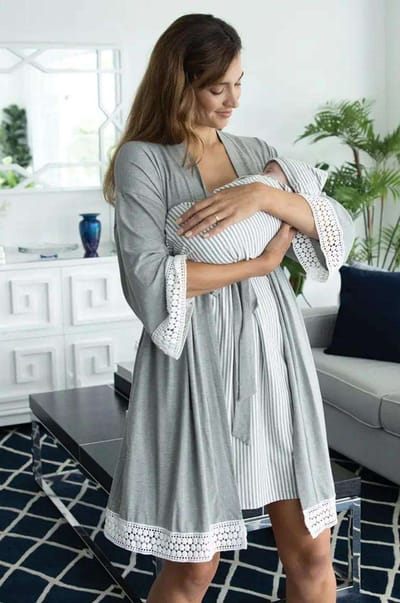 Milk & Baby Grace Maternity & Nursing Nightgown, Robe, and Blanket Set