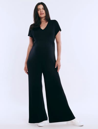 Motherhood Maternity Short Sleeve V-Neck Jumpsuit