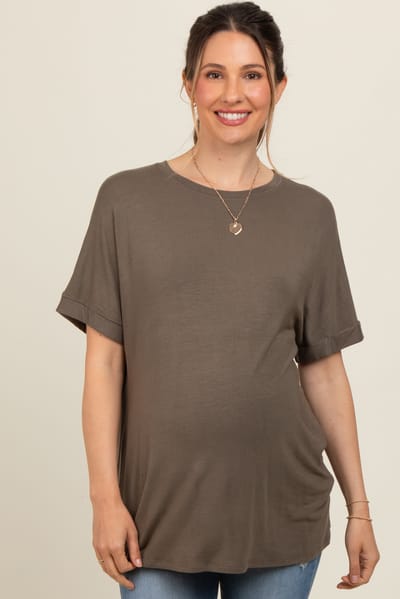 Elloh Olive Relaxed Fit Maternity T-Shirt