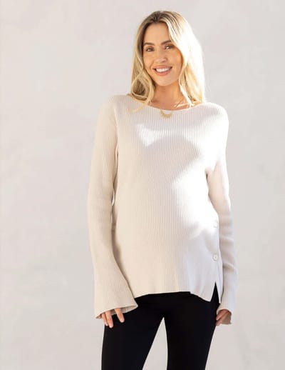 Milk & Baby Arial Maternity & Nursing Pullover in Cream