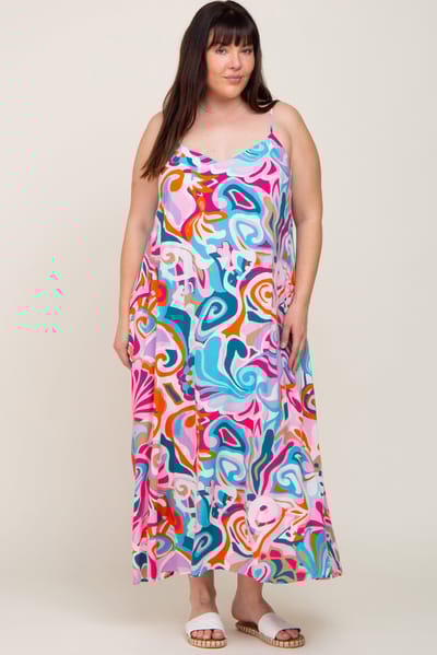 Andree by Unit Multi-Color Sleeveless V-Neck Plus Maxi Dress