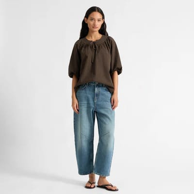 For The Creators Chocolate and Black Gingham Maternity Top