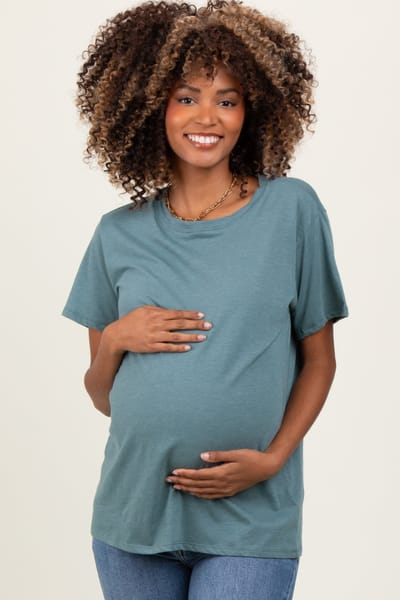 PinkBlush Light Olive Basic Maternity Tee