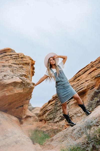 FEHRNVI Jovi Denim Overall Dress