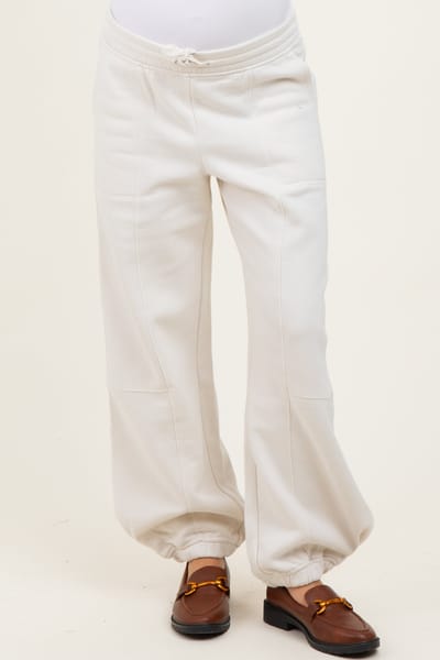 Rae Mode Ivory Multi Seam Fleece Maternity Sweatpants