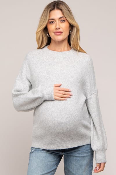 PinkBlush Silver Bubble Sleeve Maternity Sweater