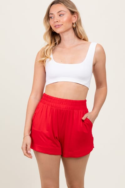 Rae Mode Red Basic Rounded Hem Shorts