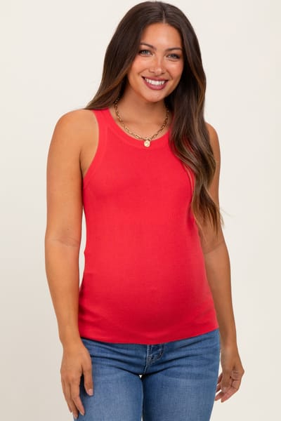 PinkBlush Coral Knit Maternity Tank Top