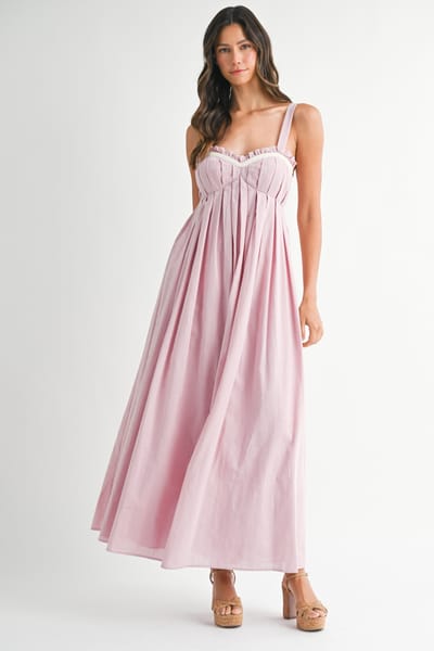 Mable Light Pink Sweetheart Neckline Open Back Maxi Dress