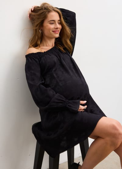 HATCH The Samantha Off-The-Shoulder Jacquard Mini Dress