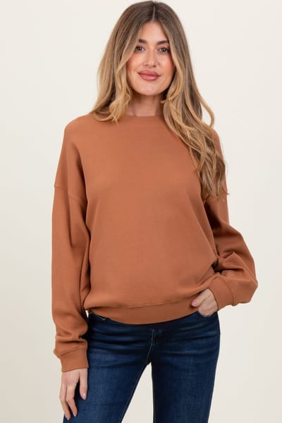 PinkBlush Camel Waffle Knit Maternity Pullover