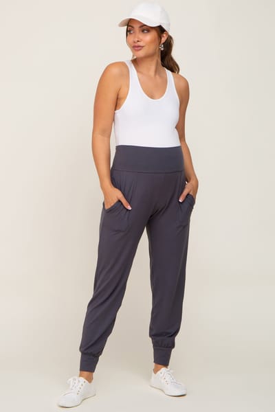 Rae Mode Charcoal Soft Maternity Jogger Pants