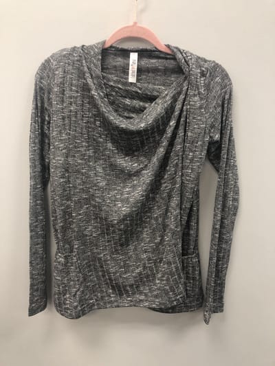 Latched Mama Outlet 5961 - Latched Mama Convertible Nursing Cardigan - Ribbed Charcoal - Extra Extra Small